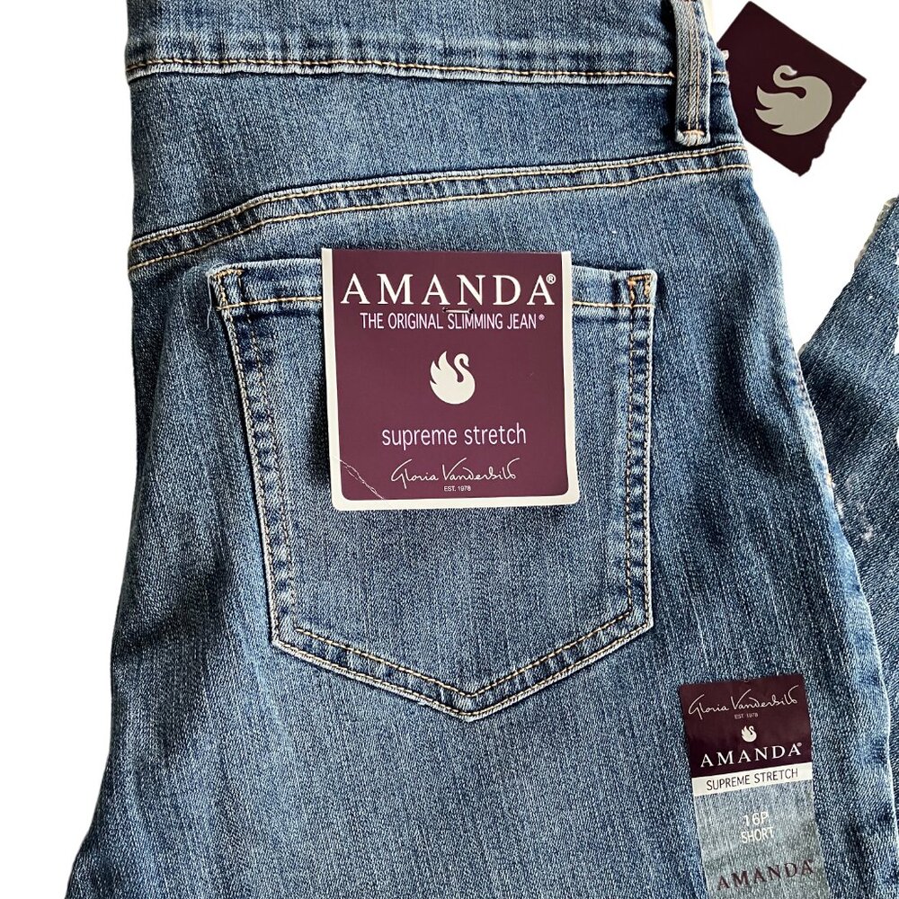 NWT Gloria Vanderbilt "Amanda" Slimming Jeans Size:  16P - Picture 4 of 8